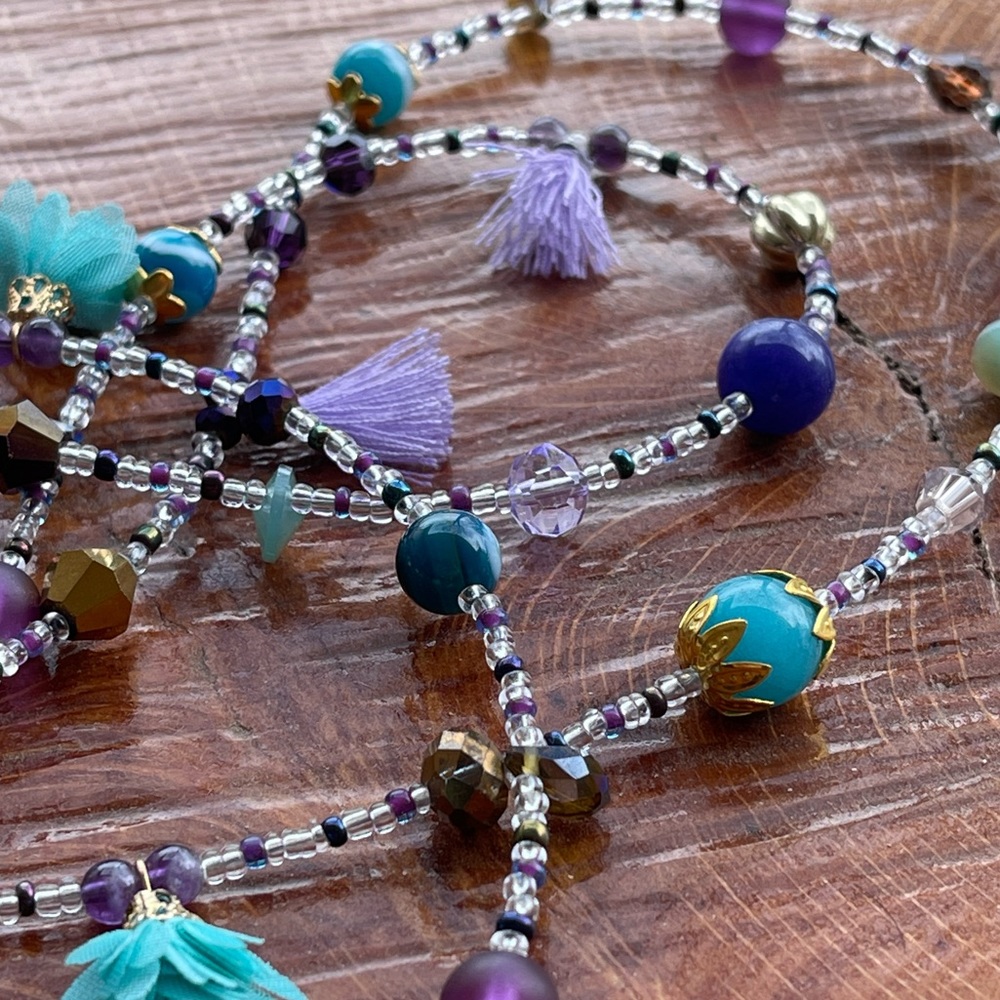 Amethyst and Fluorite Gemstone Necklace - Promotes Clarity Eases Depression